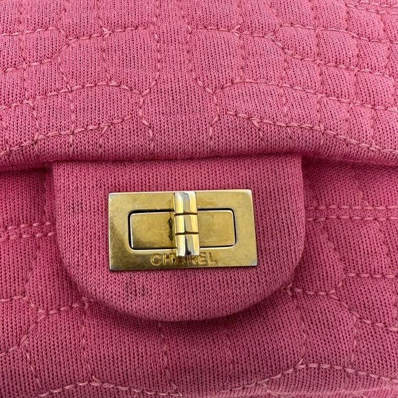 CHANEL Pink Jersey Crocodile Embossed Reissue 2.55 Classic 227 Flap Bag - Picture 13 of 13